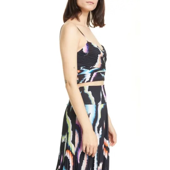 NWT A.L.C. Pleated Printed Camisole Crop Top - Picture 3 of 14